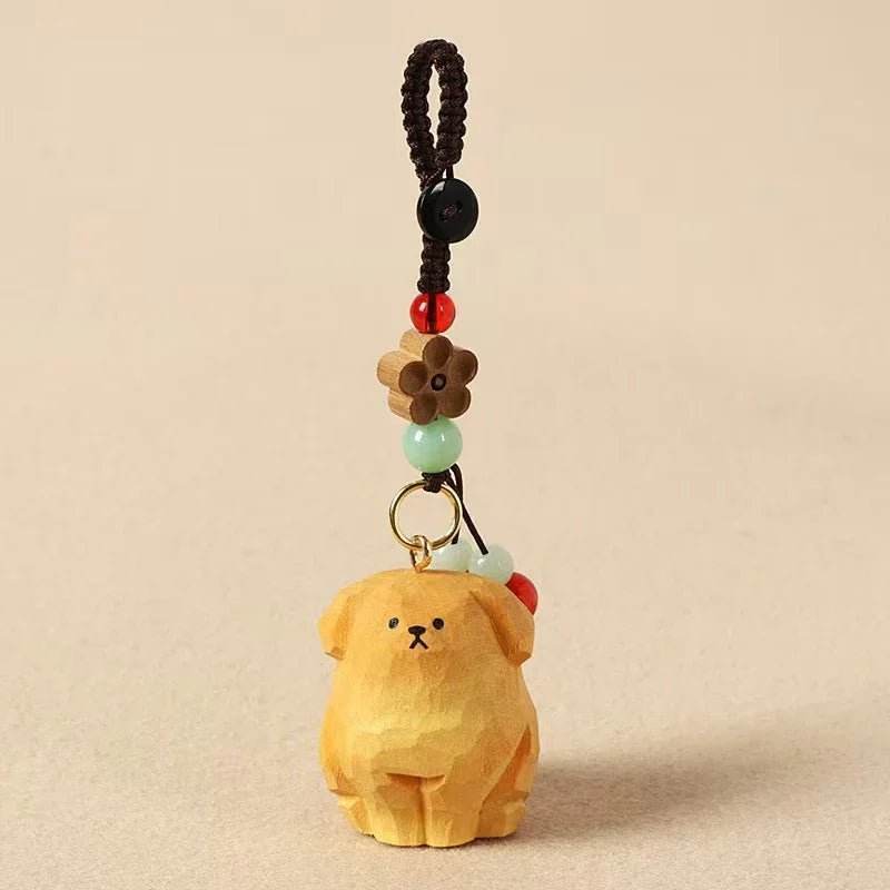 Wooden Dog Keychain Key Holder