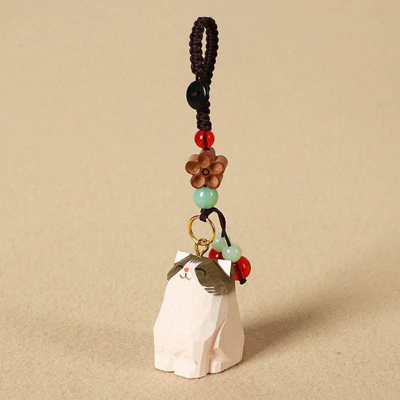 Wooden Cats Keychain Key Holder