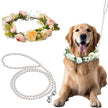 Dog Wedding Flower Collar and Pearl Leash Set Adjustable