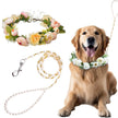 Dog Wedding Flower Collar and Pearl Leash Set Adjustable