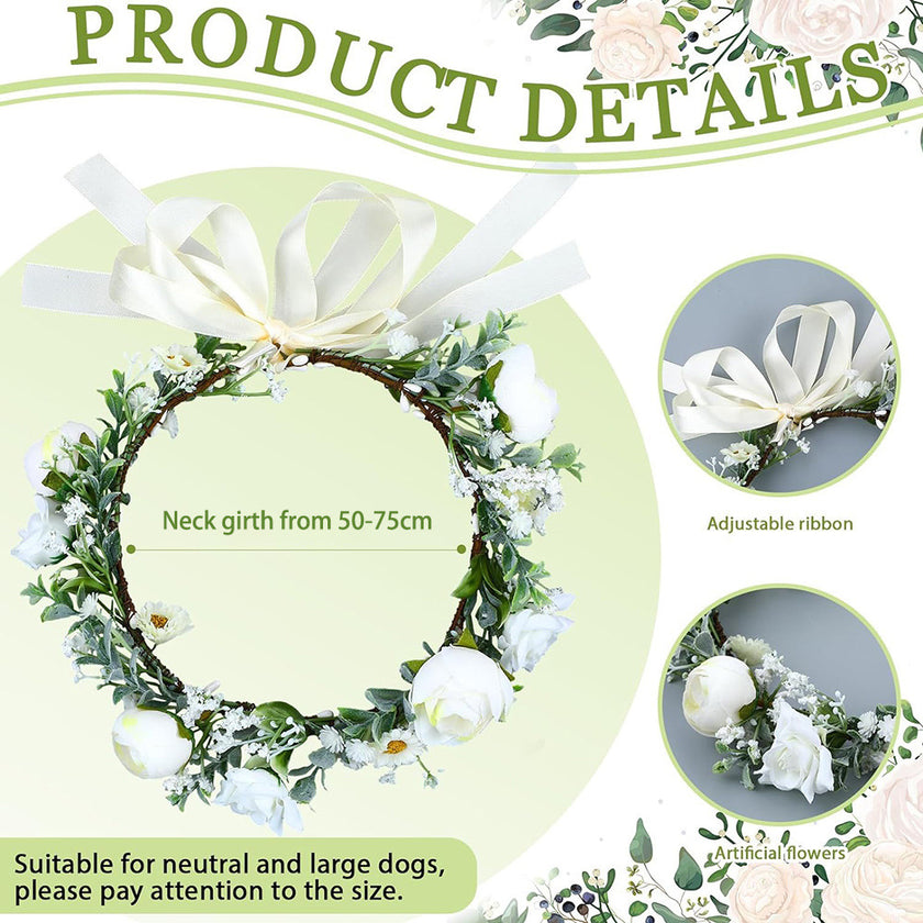 Dog Wedding Flower Collar and Pearl Leash Set Adjustable