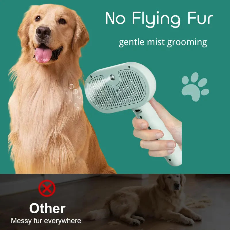 3 in 1 Pet Steam Brush Spray Hair Removal Comb Grooming Rechargeable