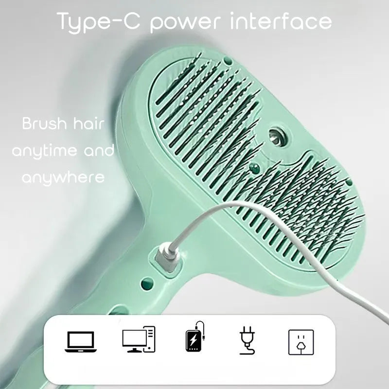 3 in 1 Pet Steam Brush Spray Hair Removal Comb Grooming Rechargeable